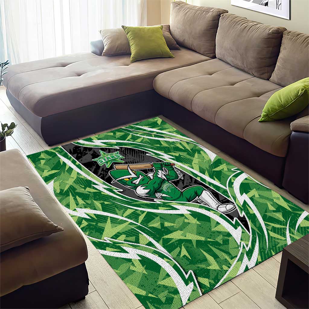 Melbourne Stars Area Rug Flaming Lightning Storm Geometric Sports Mascot Art