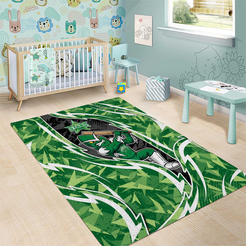 Melbourne Stars Area Rug Flaming Lightning Storm Geometric Sports Mascot Art
