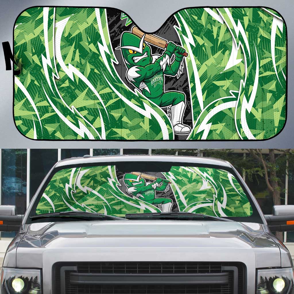 Melbourne Stars Auto Sun Shade Flaming Lightning Storm Geometric Sports Mascot Art