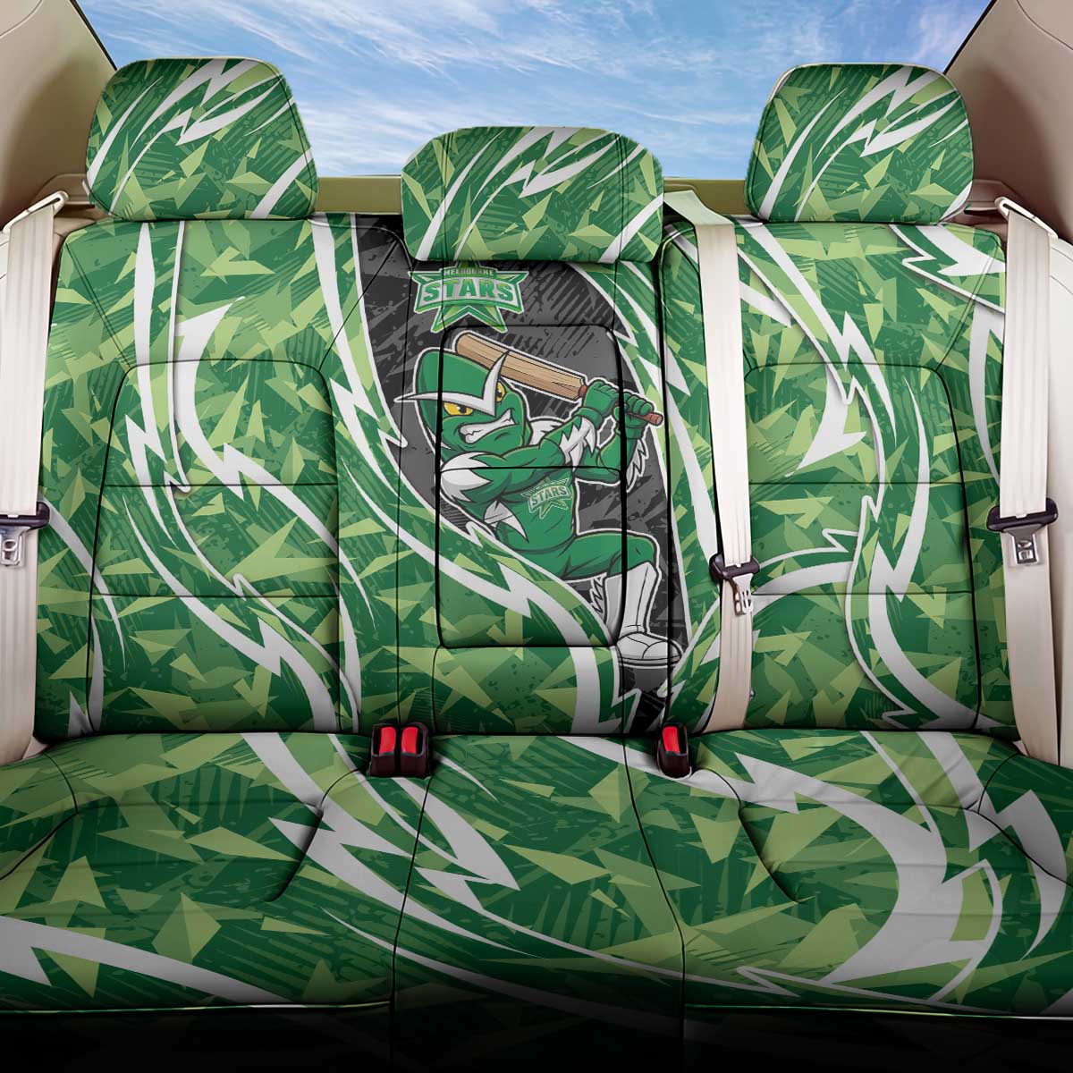 Melbourne Stars Back Car Seat Cover Flaming Lightning Storm Geometric Sports Mascot Art