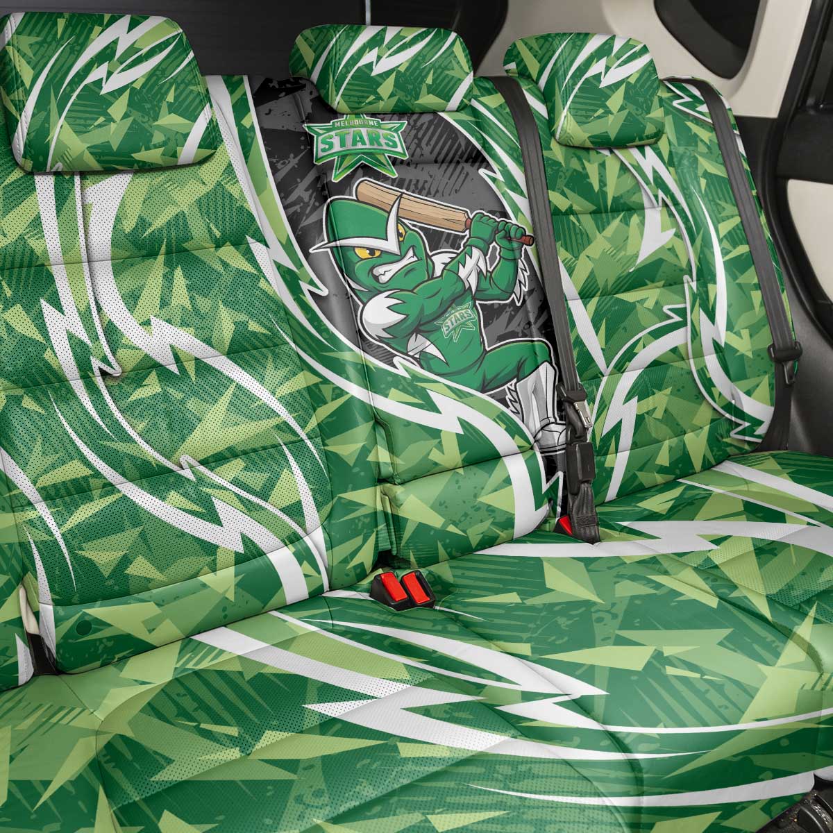 Melbourne Stars Back Car Seat Cover Flaming Lightning Storm Geometric Sports Mascot Art