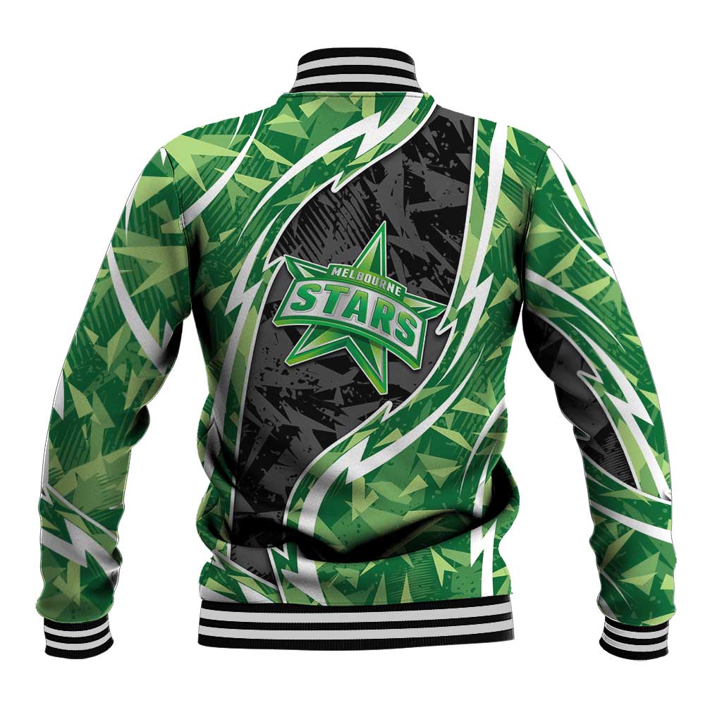 Melbourne Stars Baseball Jacket Flaming Lightning Storm Geometric Sports Mascot Art