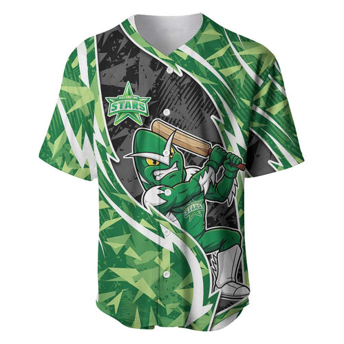 Melbourne Stars Baseball Jersey Flaming Lightning Storm Geometric Sports Mascot Art