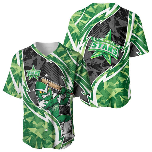 Melbourne Stars Baseball Jersey Flaming Lightning Storm Geometric Sports Mascot Art
