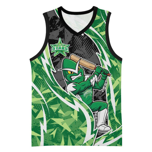 Melbourne Stars Basketball Jersey Flaming Lightning Storm Geometric Sports Mascot Art