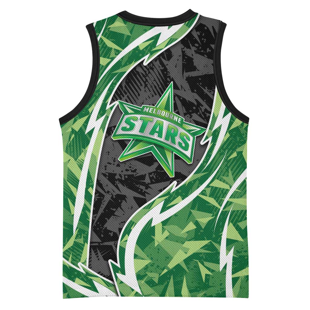 Melbourne Stars Basketball Jersey Flaming Lightning Storm Geometric Sports Mascot Art