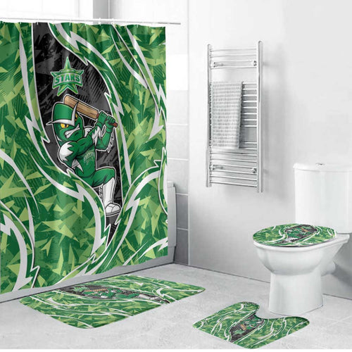 Melbourne Stars Bathroom Set Flaming Lightning Storm Geometric Sports Mascot Art
