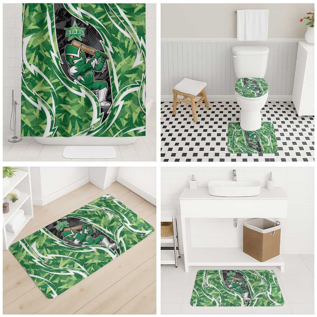 Melbourne Stars Bathroom Set Flaming Lightning Storm Geometric Sports Mascot Art