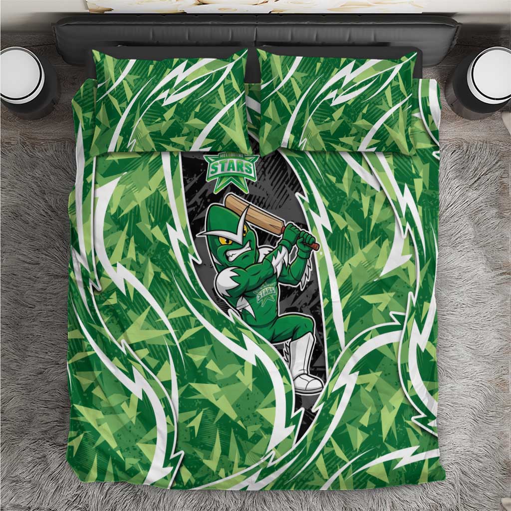 Melbourne Stars Bedding Set Flaming Lightning Storm Geometric Sports Mascot Art