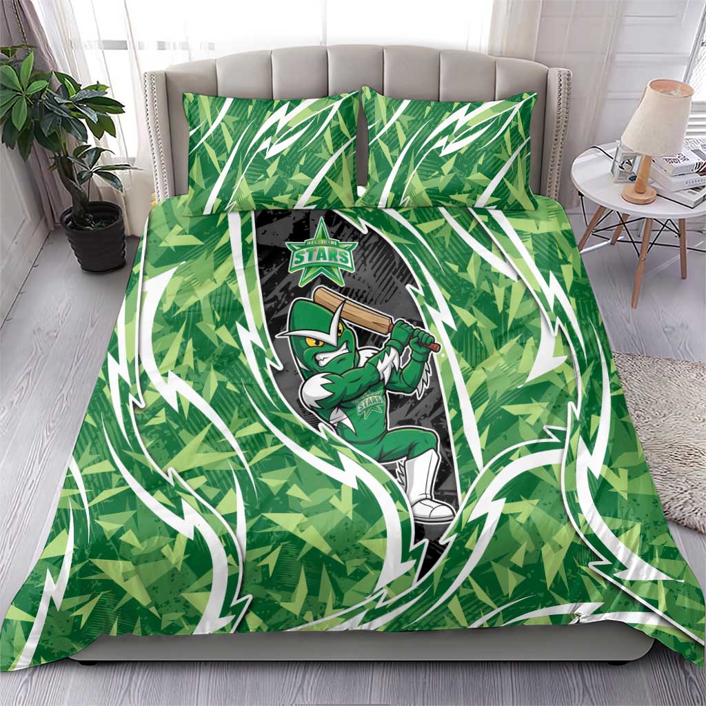 Melbourne Stars Bedding Set Flaming Lightning Storm Geometric Sports Mascot Art