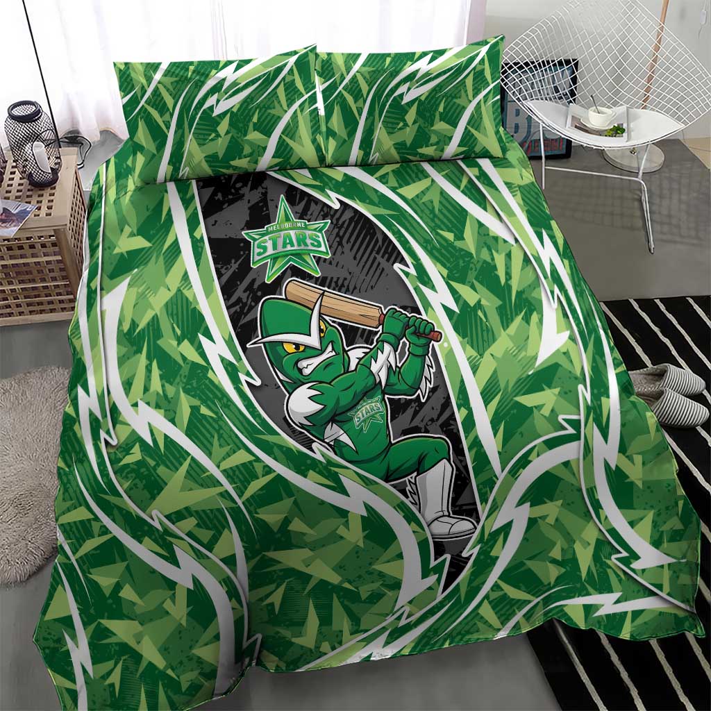 Melbourne Stars Bedding Set Flaming Lightning Storm Geometric Sports Mascot Art