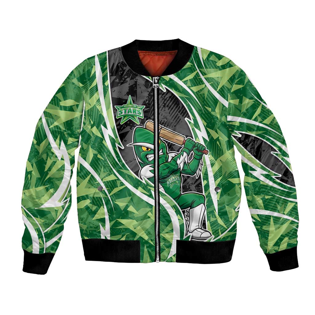 Melbourne Stars Bomber Jacket Flaming Lightning Storm Geometric Sports Mascot Art