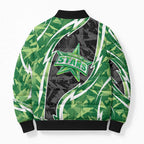 Melbourne Stars Bomber Puffer Jacket Flaming Lightning Storm Geometric Sports Mascot Art