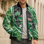 Melbourne Stars Bomber Puffer Jacket Flaming Lightning Storm Geometric Sports Mascot Art