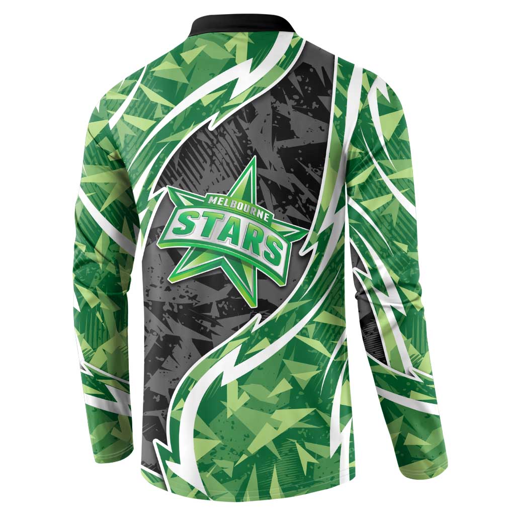 Melbourne Stars Button Sweatshirt Flaming Lightning Storm Geometric Sports Mascot Art