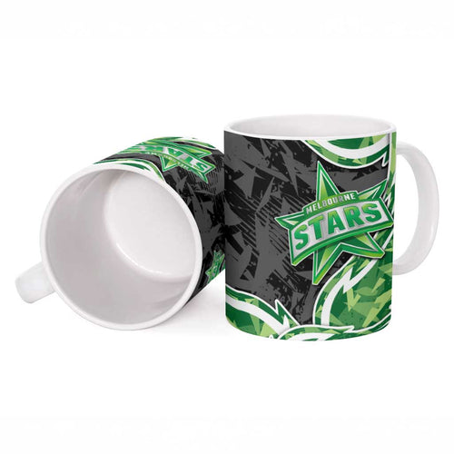 Melbourne Stars Ceramic Mug Flaming Lightning Storm Geometric Sports Mascot Art