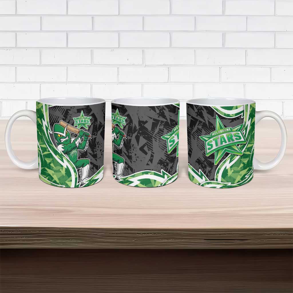 Melbourne Stars Ceramic Mug Flaming Lightning Storm Geometric Sports Mascot Art