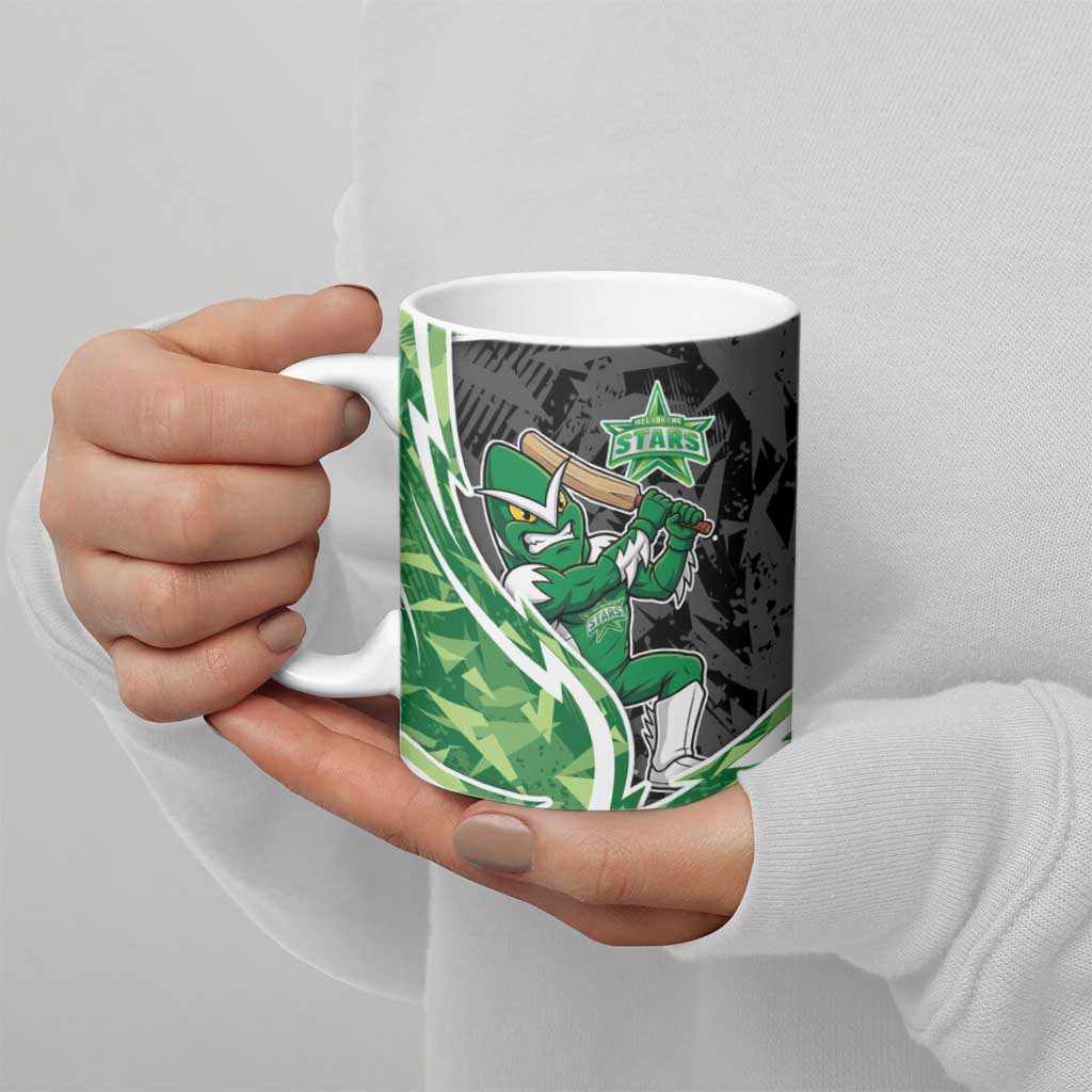 Melbourne Stars Ceramic Mug Flaming Lightning Storm Geometric Sports Mascot Art