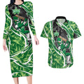Melbourne Stars Couples Matching Long Sleeve Bodycon Dress and Hawaiian Shirt Flaming Lightning Storm Geometric Sports Mascot Art