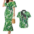 Melbourne Stars Couples Matching Mermaid Dress and Hawaiian Shirt Flaming Lightning Storm Geometric Sports Mascot Art