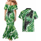 Melbourne Stars Couples Matching Mermaid Dress and Hawaiian Shirt Flaming Lightning Storm Geometric Sports Mascot Art