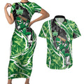 Melbourne Stars Couples Matching Short Sleeve Bodycon Dress and Hawaiian Shirt Flaming Lightning Storm Geometric Sports Mascot Art