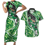 Melbourne Stars Couples Matching Short Sleeve Bodycon Dress and Hawaiian Shirt Flaming Lightning Storm Geometric Sports Mascot Art