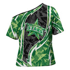 Melbourne Stars Cross Shoulder Shirt Flaming Lightning Storm Geometric Sports Mascot Art