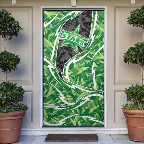 Melbourne Stars Door Cover Flaming Lightning Storm Geometric Sports Mascot Art