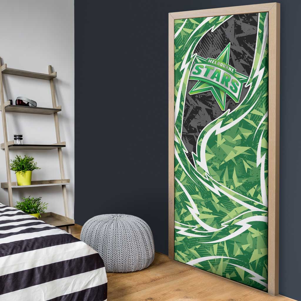 Melbourne Stars Door Cover Flaming Lightning Storm Geometric Sports Mascot Art