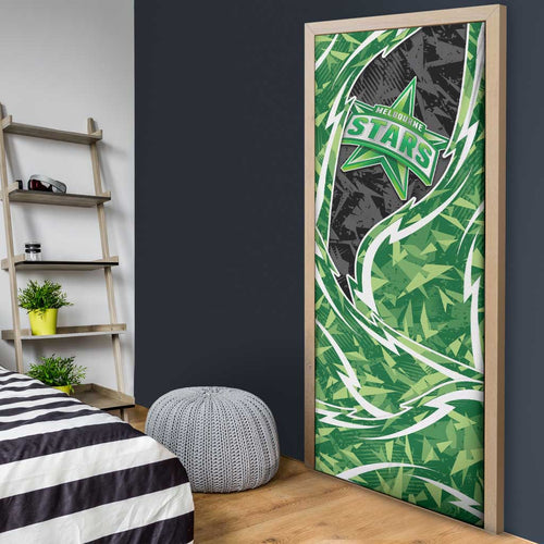 Melbourne Stars Door Cover Flaming Lightning Storm Geometric Sports Mascot Art