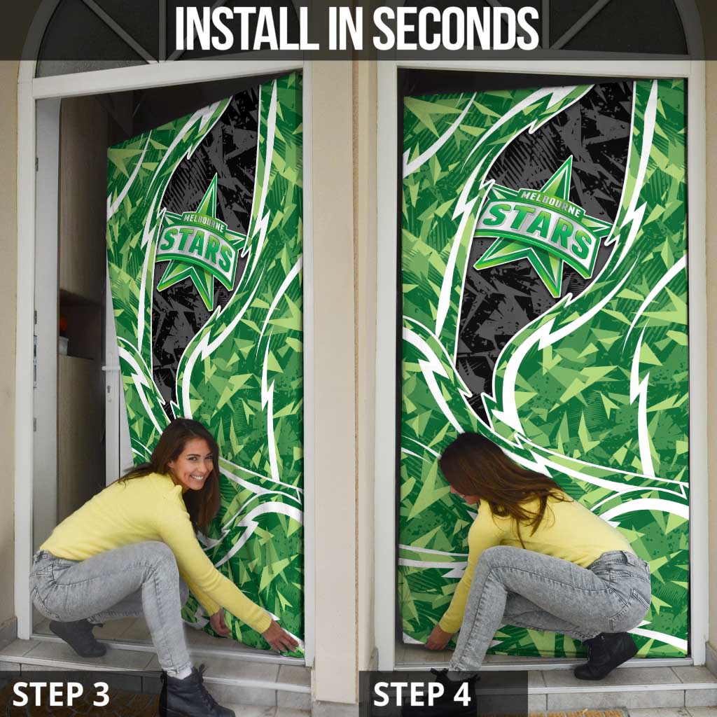 Melbourne Stars Door Cover Flaming Lightning Storm Geometric Sports Mascot Art