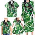 Melbourne Stars Family Matching Long Sleeve Bodycon Dress and Hawaiian Shirt Flaming Lightning Storm Geometric Sports Mascot Art
