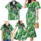 Melbourne Stars Family Matching Mermaid Dress and Hawaiian Shirt Flaming Lightning Storm Geometric Sports Mascot Art