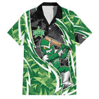 Melbourne Stars Family Matching Off The Shoulder Long Sleeve Dress and Hawaiian Shirt Flaming Lightning Storm Geometric Sports Mascot Art
