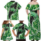 Melbourne Stars Family Matching Off Shoulder Maxi Dress and Hawaiian Shirt Flaming Lightning Storm Geometric Sports Mascot Art