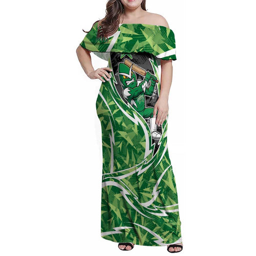Melbourne Stars Family Matching Off Shoulder Maxi Dress and Hawaiian Shirt Flaming Lightning Storm Geometric Sports Mascot Art