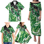 Melbourne Stars Family Matching Puletasi and Hawaiian Shirt Flaming Lightning Storm Geometric Sports Mascot Art