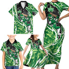Melbourne Stars Family Matching Short Sleeve Bodycon Dress and Hawaiian Shirt Flaming Lightning Storm Geometric Sports Mascot Art