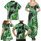 Melbourne Stars Family Matching Summer Maxi Dress and Hawaiian Shirt Flaming Lightning Storm Geometric Sports Mascot Art