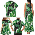 Melbourne Stars Family Matching Tank Maxi Dress and Hawaiian Shirt Flaming Lightning Storm Geometric Sports Mascot Art