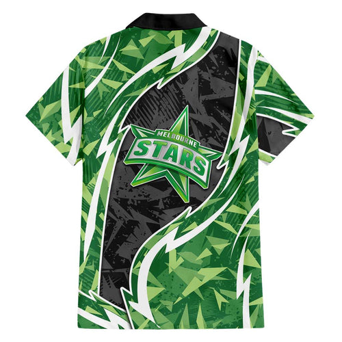 Melbourne Stars Hawaiian Shirt Flaming Lightning Storm Geometric Sports Mascot Art