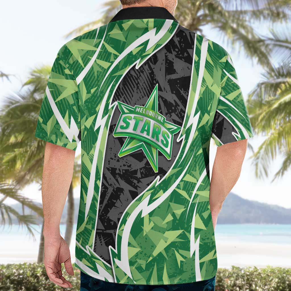 Melbourne Stars Hawaiian Shirt Flaming Lightning Storm Geometric Sports Mascot Art