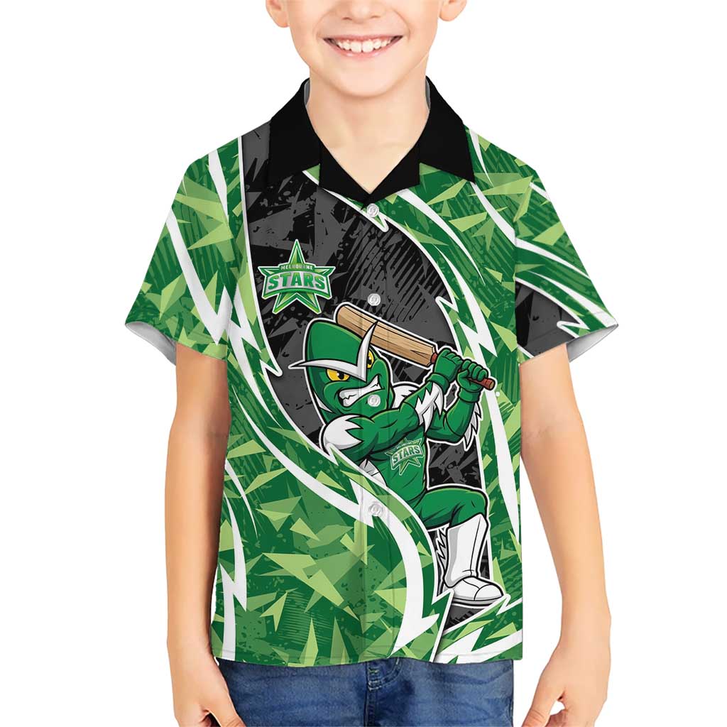 Melbourne Stars Hawaiian Shirt Flaming Lightning Storm Geometric Sports Mascot Art