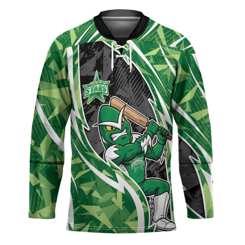 Melbourne Stars Hockey Jersey Flaming Lightning Storm Geometric Sports Mascot Art