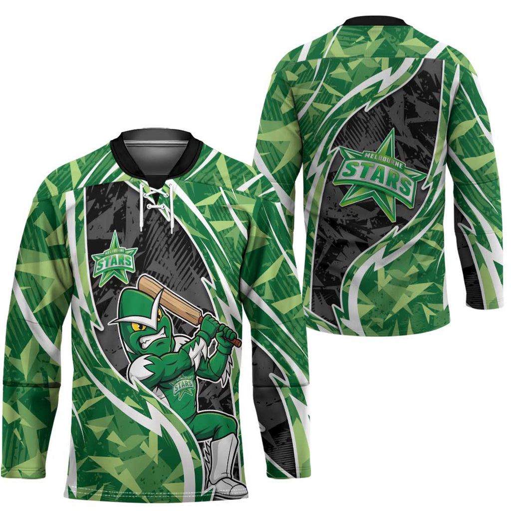 Melbourne Stars Hockey Jersey Flaming Lightning Storm Geometric Sports Mascot Art
