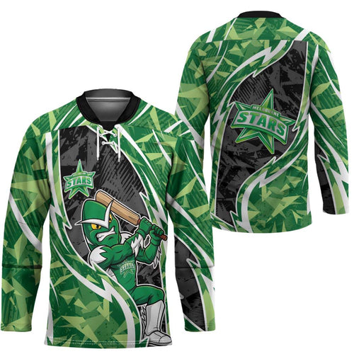 Melbourne Stars Hockey Jersey Flaming Lightning Storm Geometric Sports Mascot Art