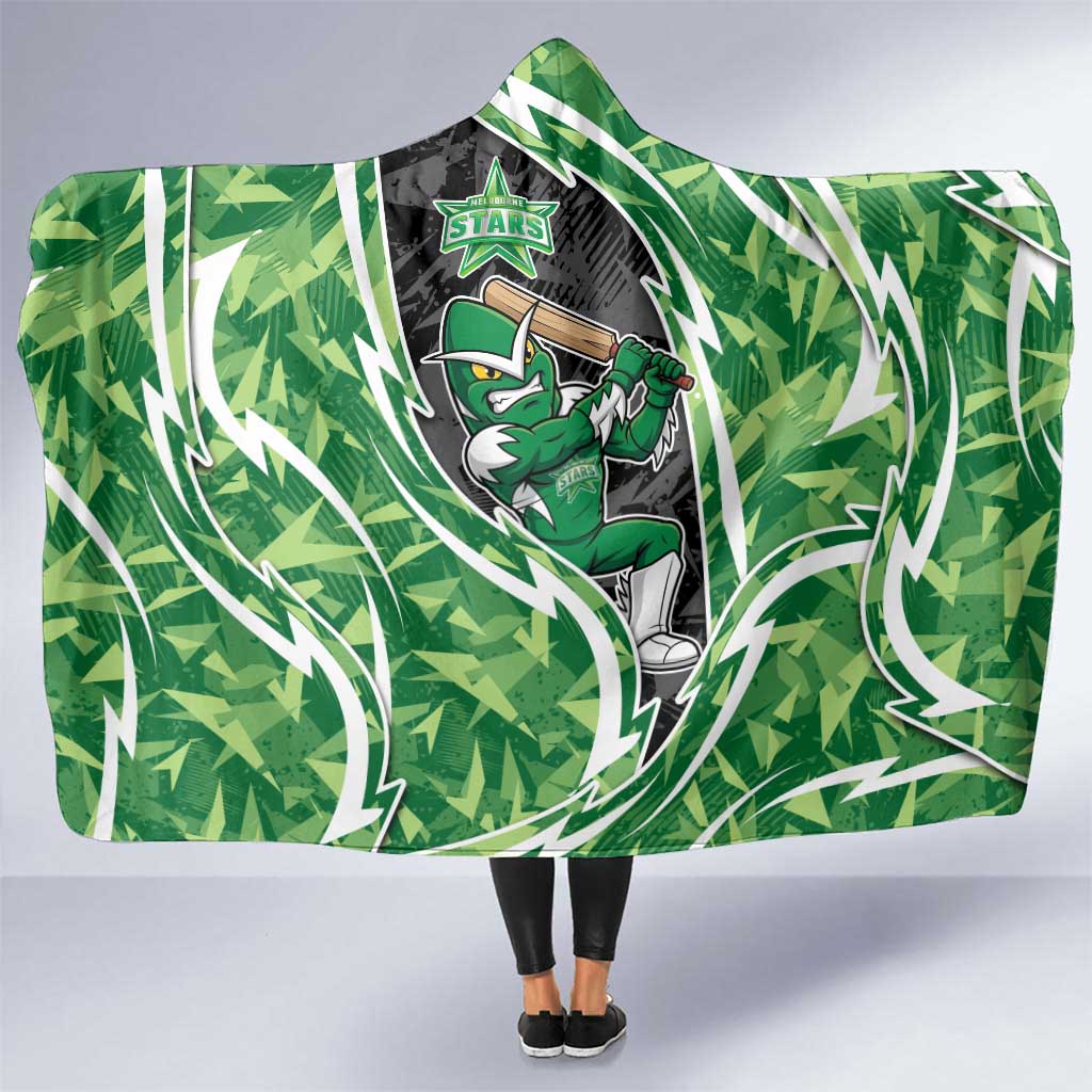 Melbourne Stars Hooded Blanket Flaming Lightning Storm Geometric Sports Mascot Art