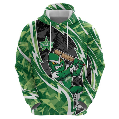 Melbourne Stars Hoodie Flaming Lightning Storm Geometric Sports Mascot Art
