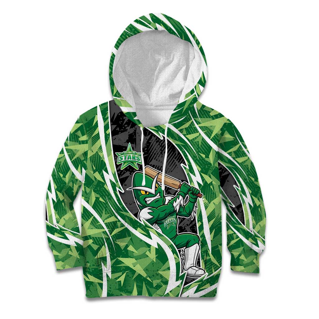 Melbourne Stars Kid Hoodie Flaming Lightning Storm Geometric Sports Mascot Art